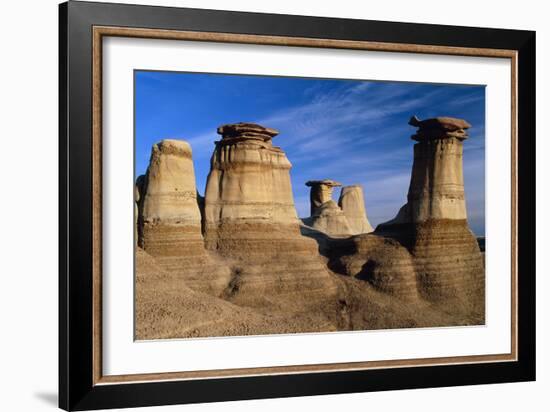 Earth Pillars (hoodoos) In Alberta Badlands Canada-David Nunuk-Framed Photographic Print