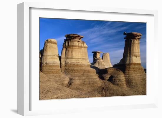 Earth Pillars (hoodoos) In Alberta Badlands Canada-David Nunuk-Framed Photographic Print