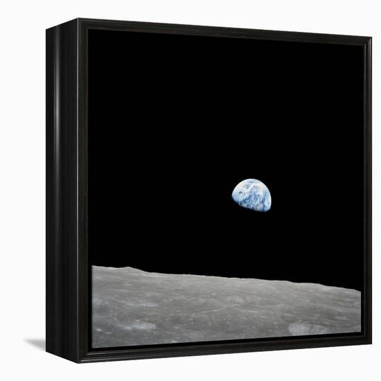 Earth Rising Above the Lunar Horizon-Stocktrek Images-Framed Premier Image Canvas