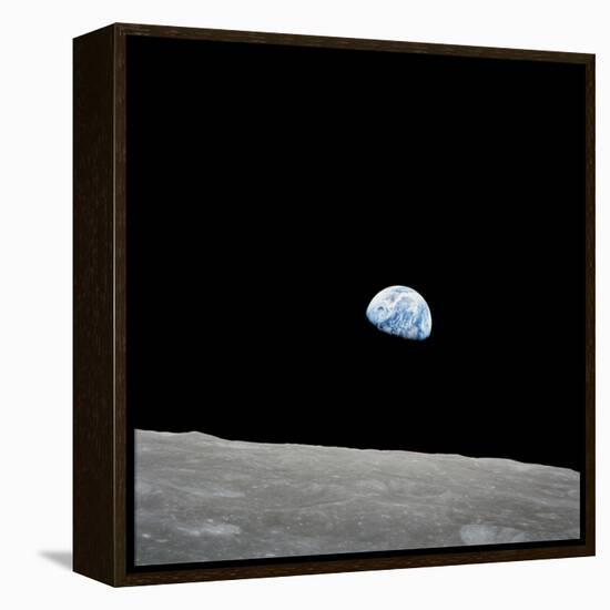 Earth Rising Above the Lunar Horizon-Stocktrek Images-Framed Premier Image Canvas