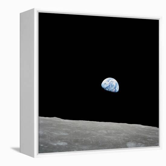 Earth Rising Above the Lunar Horizon-Stocktrek Images-Framed Premier Image Canvas