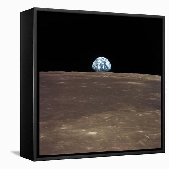 Earth Rising Above the Moon's Horizon-Stocktrek Images-Framed Premier Image Canvas