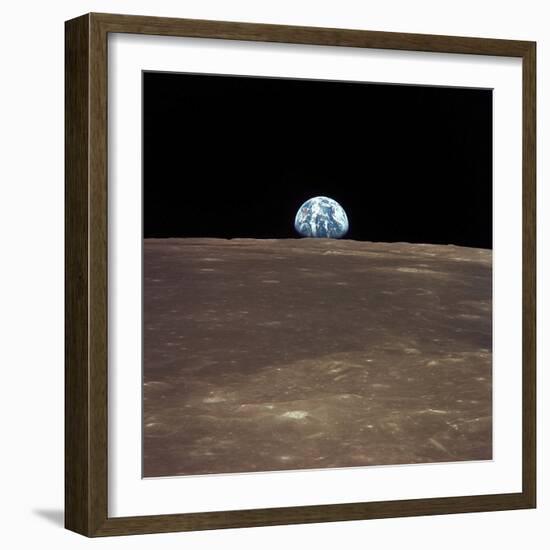 Earth Rising Above the Moon's Horizon-Stocktrek Images-Framed Photographic Print