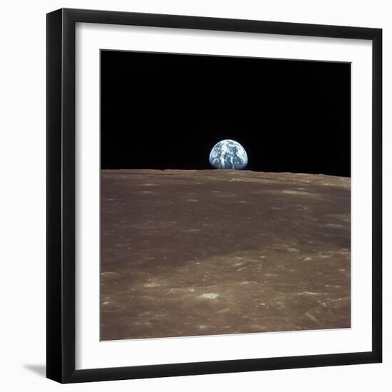 Earth Rising Above the Moon's Horizon-Stocktrek Images-Framed Photographic Print