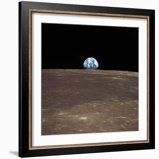 Earth Rising Above the Moon's Horizon-Stocktrek Images-Framed Photographic Print