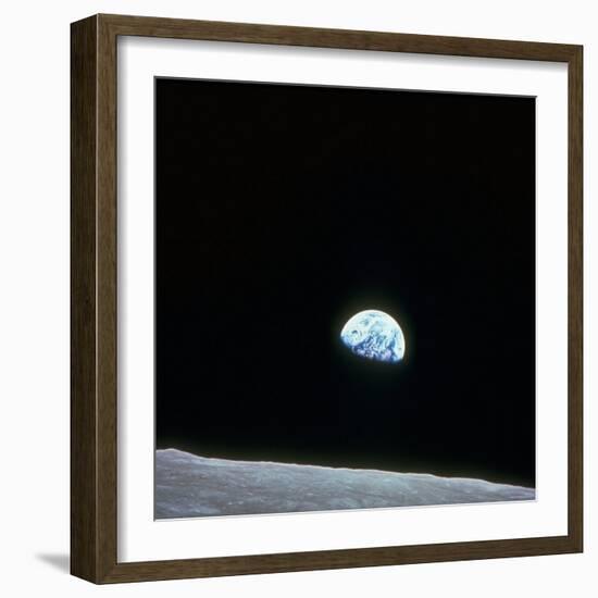 Earth Rising over Curvature of the Moon as Seen from Apollo 8-null-Framed Photographic Print