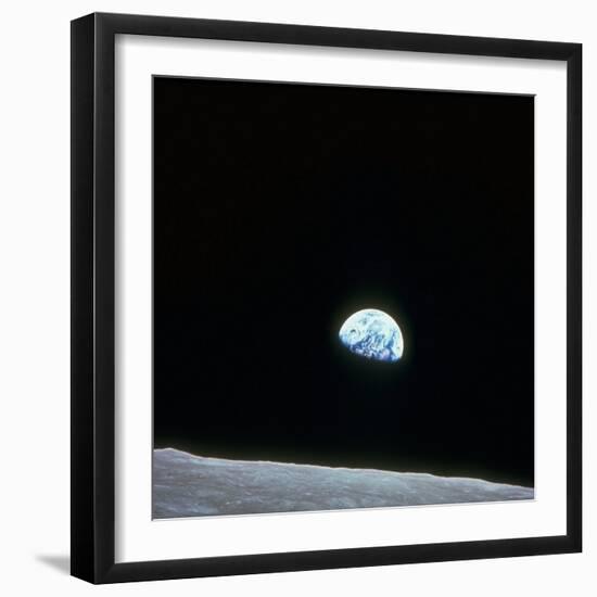 Earth Rising over Curvature of the Moon as Seen from Apollo 8-null-Framed Photographic Print