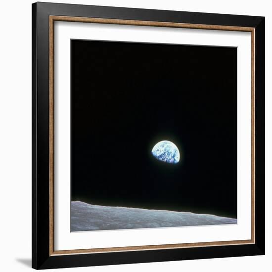 Earth Rising over Curvature of the Moon as Seen from Apollo 8-null-Framed Photographic Print