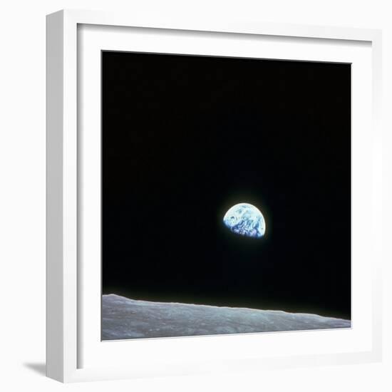 Earth Rising over Curvature of the Moon as Seen from Apollo 8-null-Framed Photographic Print