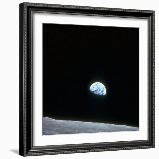 Earth Rising over Curvature of the Moon as Seen from Apollo 8-null-Framed Photographic Print