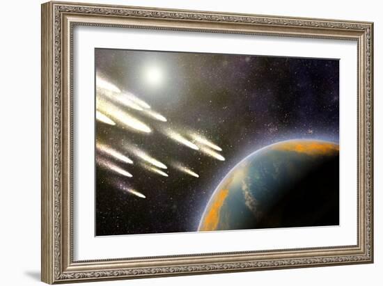 Earth's Cometary Bombardment, Artwork-Equinox Graphics-Framed Photographic Print