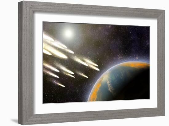 Earth's Cometary Bombardment, Artwork-Equinox Graphics-Framed Photographic Print