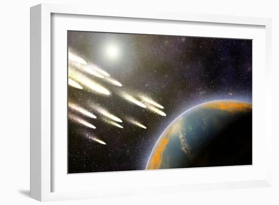 Earth's Cometary Bombardment, Artwork-Equinox Graphics-Framed Photographic Print
