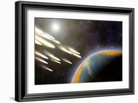 Earth's Cometary Bombardment, Artwork-Equinox Graphics-Framed Photographic Print