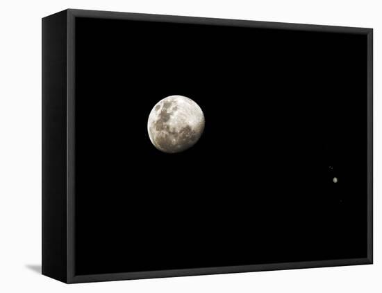 Earth's Moon and Jupiter Separated by Six Degrees-Stocktrek Images-Framed Premier Image Canvas