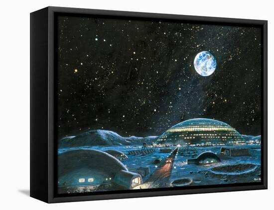 Earth Seen Above a City on the Moon-Chris Butler-Framed Premier Image Canvas