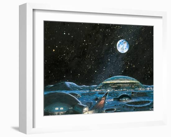 Earth Seen Above a City on the Moon-Chris Butler-Framed Photographic Print