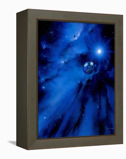 Earth, Sun And Moon-Detlev Van Ravenswaay-Framed Premier Image Canvas