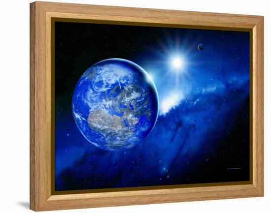 Earth, Sun And Moon-Detlev Van Ravenswaay-Framed Premier Image Canvas