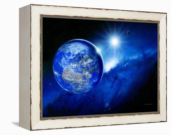 Earth, Sun And Moon-Detlev Van Ravenswaay-Framed Premier Image Canvas