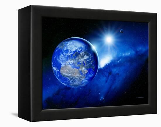 Earth, Sun And Moon-Detlev Van Ravenswaay-Framed Premier Image Canvas