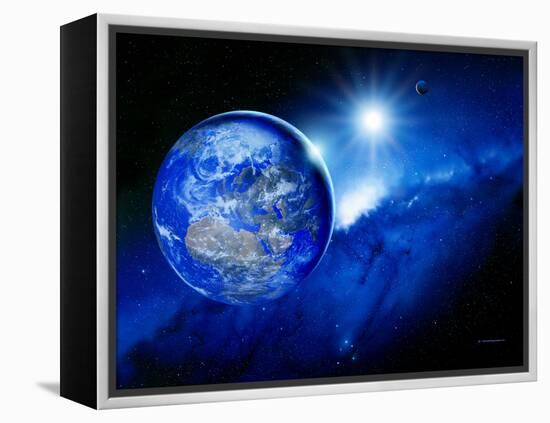 Earth, Sun And Moon-Detlev Van Ravenswaay-Framed Premier Image Canvas