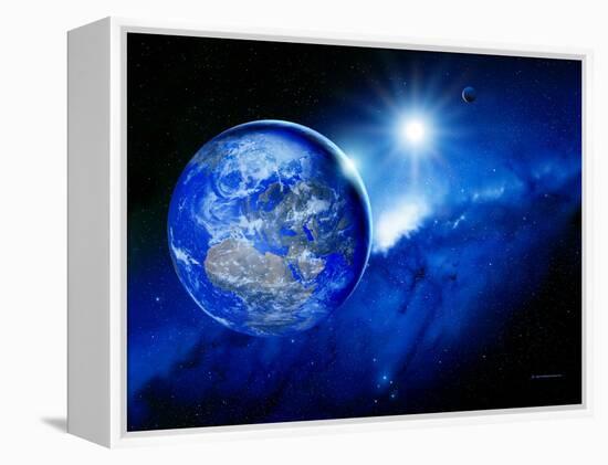 Earth, Sun And Moon-Detlev Van Ravenswaay-Framed Premier Image Canvas