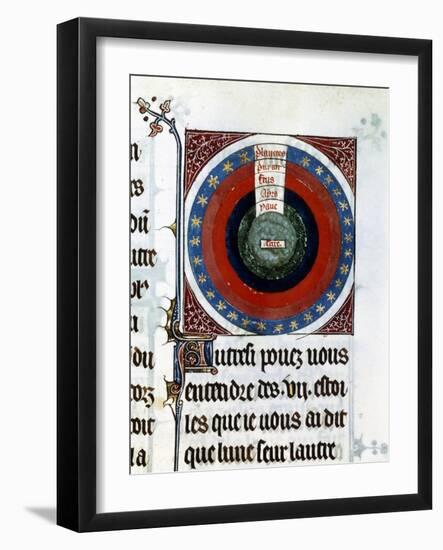 Earth Surrounded by Water, Air, Fire, the Planets and Stars, 13th Century-null-Framed Giclee Print