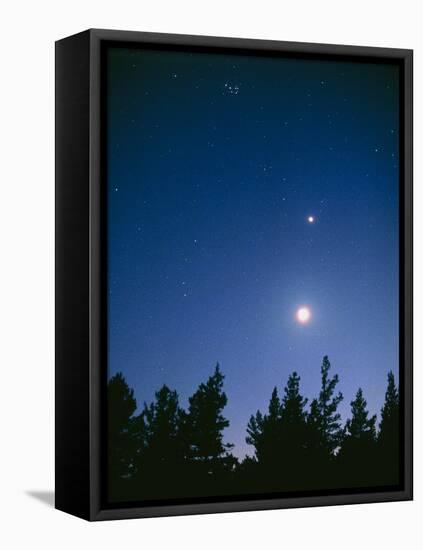 Earth View of the Planet Venus with the Moon-Pekka Parviainen-Framed Premier Image Canvas