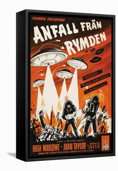 Earth vs. the Flying Saucers, Swedish Movie Poster, 1956-null-Framed Stretched Canvas