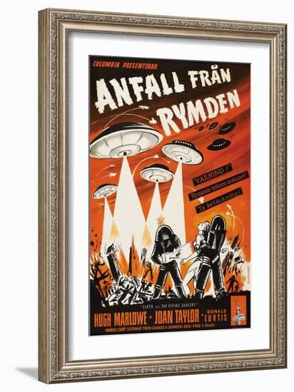 Earth vs. the Flying Saucers, Swedish Movie Poster, 1956-null-Framed Art Print