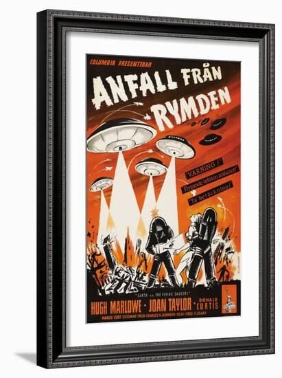 Earth vs. the Flying Saucers, Swedish Movie Poster, 1956-null-Framed Art Print