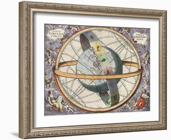 Earth with Celestial Circles, Harmonia Macrocosmica, 1660-Science Source-Framed Giclee Print