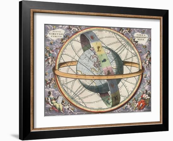 Earth with Celestial Circles, Harmonia Macrocosmica, 1660-Science Source-Framed Giclee Print