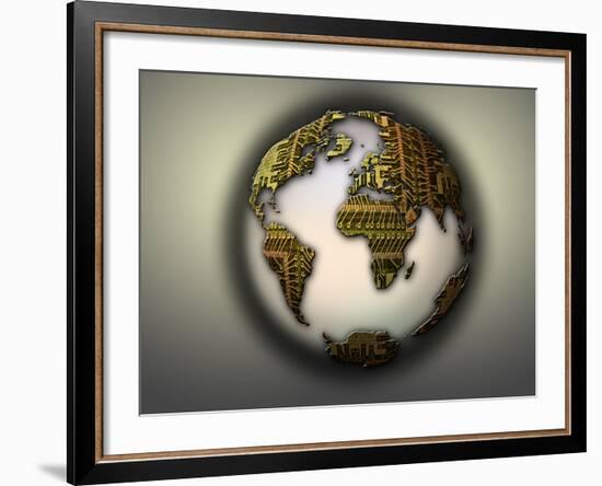 Earth with Circuit Board Continents-null-Framed Photographic Print