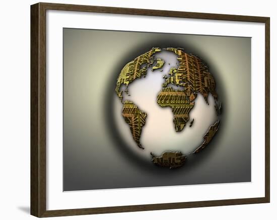 Earth with Circuit Board Continents-null-Framed Photographic Print