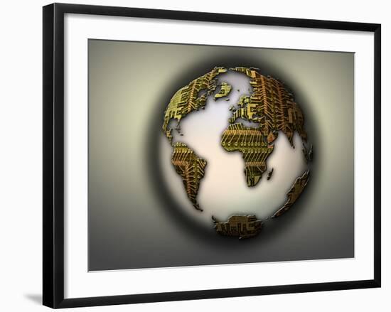 Earth with Circuit Board Continents-null-Framed Photographic Print