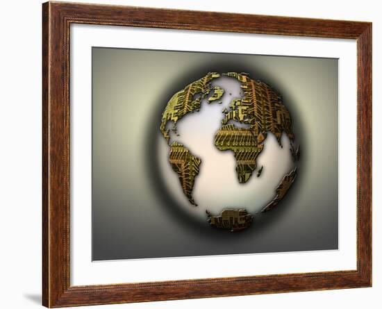 Earth with Circuit Board Continents-null-Framed Photographic Print
