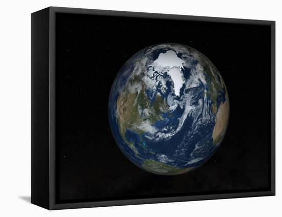 Earth with Clouds And Sea Ice from September 15, 2008-Stocktrek Images-Framed Premier Image Canvas