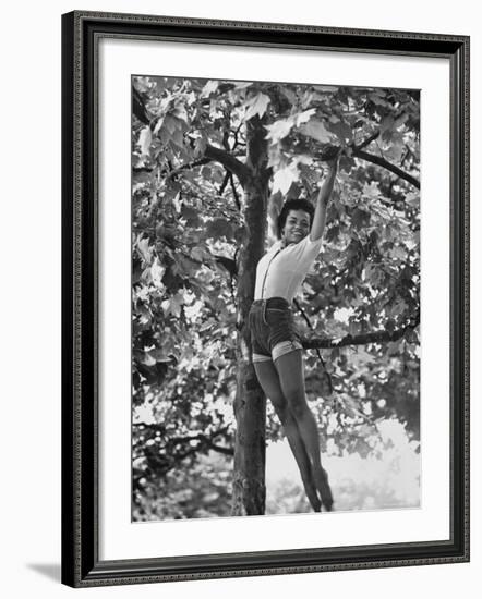 Eartha Kitt Playing in the Tree-Gordon Parks-Framed Premium Photographic Print