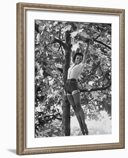 Eartha Kitt Playing in the Tree-Gordon Parks-Framed Premium Photographic Print