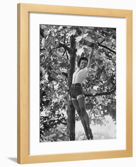 Eartha Kitt Playing in the Tree-Gordon Parks-Framed Premium Photographic Print