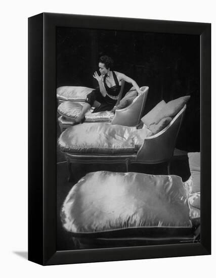 Eartha Kitt, Sitting on Chaise in Scene from New Faces-Ralph Morse-Framed Premier Image Canvas