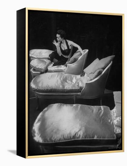 Eartha Kitt, Sitting on Chaise in Scene from New Faces-Ralph Morse-Framed Premier Image Canvas