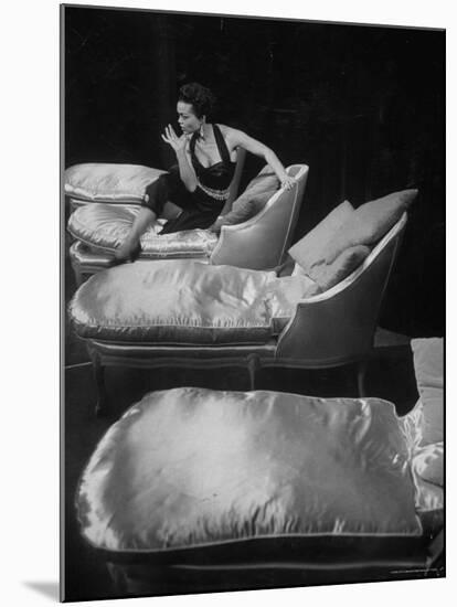 Eartha Kitt, Sitting on Chaise in Scene from New Faces-Ralph Morse-Mounted Premium Photographic Print