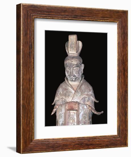Earthenware Chinese figure of a tomb attendant, 7th century. Artist: Unknown-Unknown-Framed Giclee Print