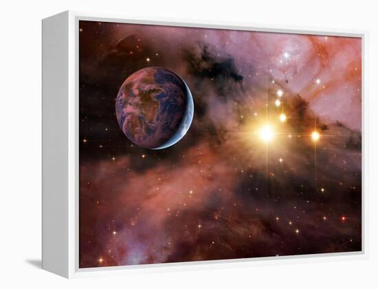 Earthlike Alien Planet, Artwork-Detlev Van Ravenswaay-Framed Premier Image Canvas