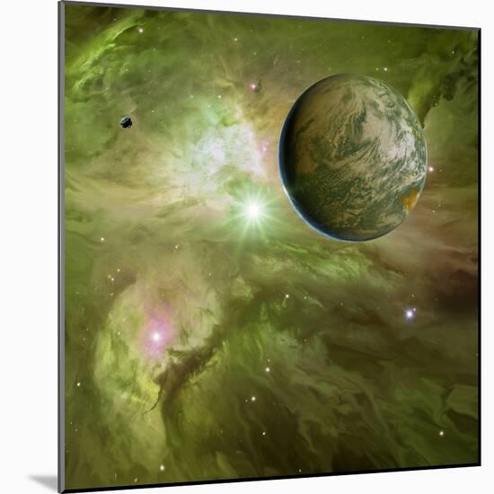 Earthlike Planet In Orion Nebula, Artwork-Detlev Van Ravenswaay-Mounted Premium Photographic Print