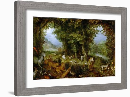 Earthly Paradise, 1607-1608-Jan Brueghel the Elder-Framed Giclee Print