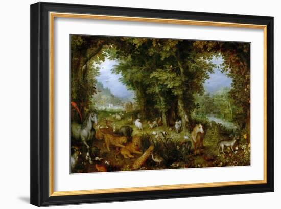 Earthly Paradise, 1607-1608-Jan Brueghel the Elder-Framed Giclee Print